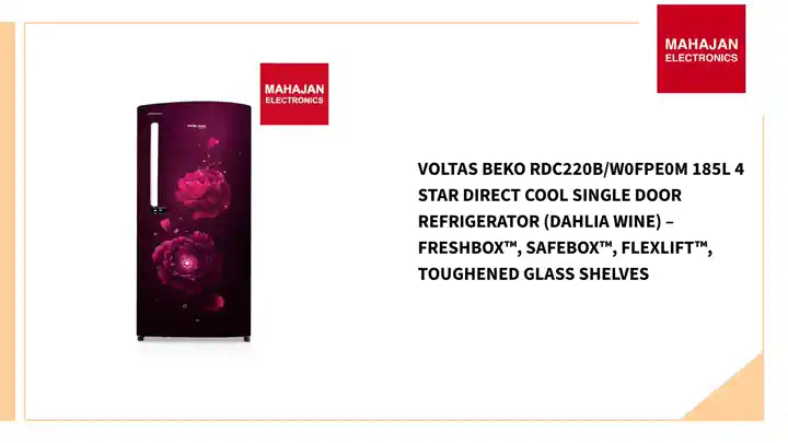 Voltas Beko RDC220B/W0FPE0M 185L 4 Star Direct Cool Single Door Refrigerator (Dahlia Wine) &ndash; FreshBox&trade;, SafeBox&trade;, FlexLift&trade;, Toughened Glass Shelves by@Outfy