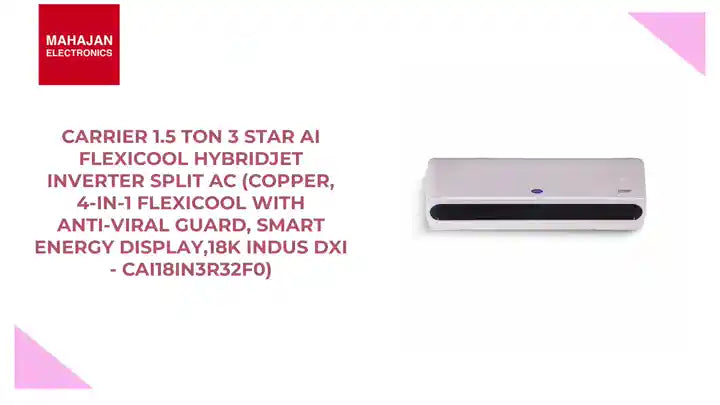 Carrier 1.5 Ton 3 Star AI Flexicool Hybridjet Inverter Split AC (Copper, 4-in-1 Flexicool with Anti-Viral Guard, Smart Energy Display,18k INDUS DXI - CAI18IN3R32F0) by@Outfy