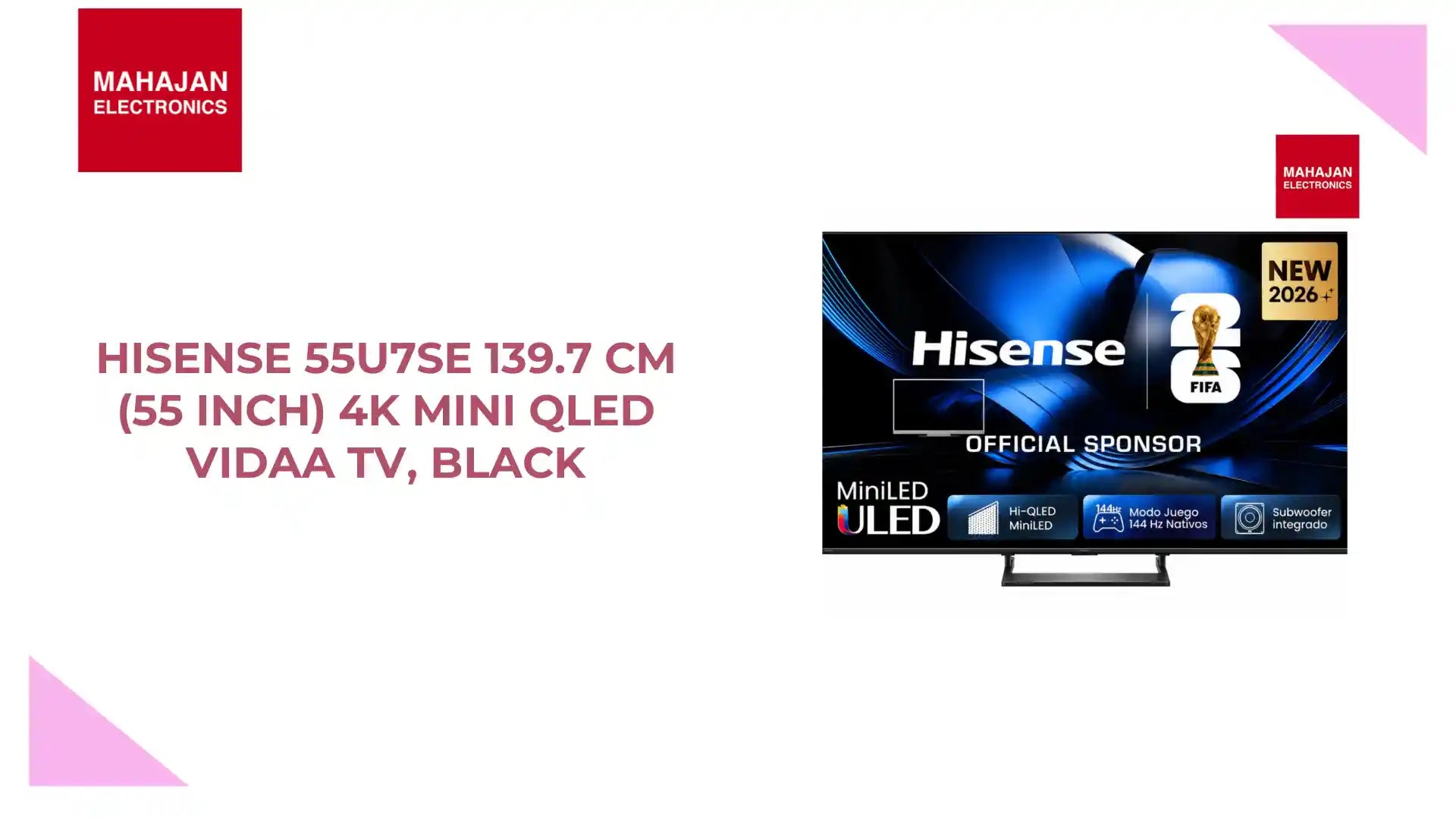 Hisense 55U7SE 139.7 cm (55 inch) 4K Mini QLED VIDAA TV, Black by@Outfy