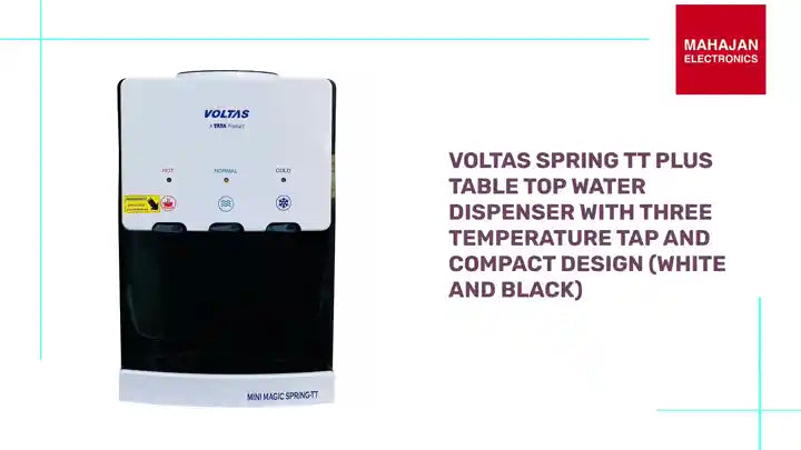 Voltas Spring TT Plus Table Top Water Dispenser with Three Temperature Tap and Compact Design (White and Black) by@Outfy