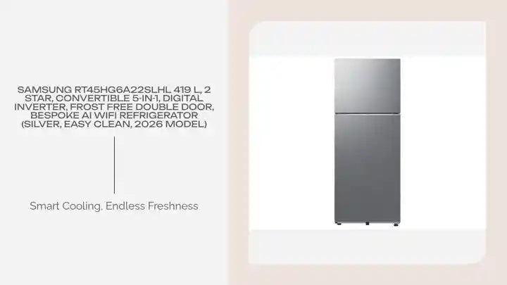 Samsung RT45HG6A22SLHL 419 L, 2 Star, Convertible 5-in-1, Digital Inverter, Frost Free Double Door, Bespoke AI WiFi Refrigerator (Silver, Easy Clean, 2026 Model) by@Outfy