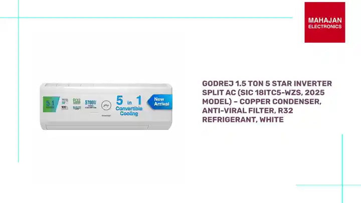 Godrej 1.5 Ton 5 Star Inverter Split AC (SIC 18ITC5-WZS, 2025 Model) &ndash; Copper Condenser, Anti-Viral Filter, R32 Refrigerant, White by@Outfy