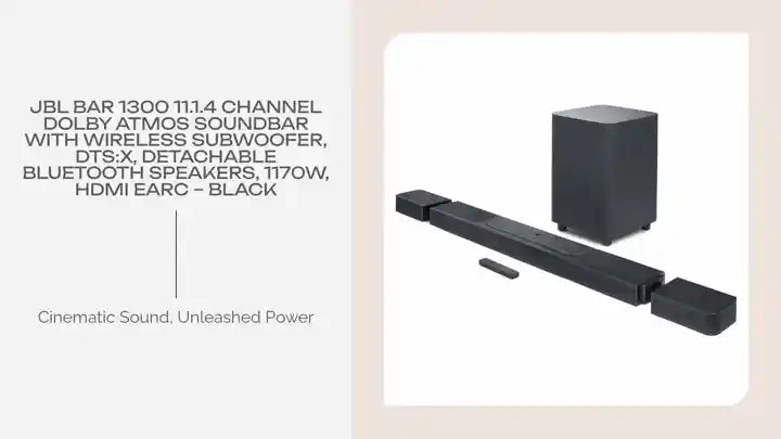 JBL Bar 1300 11.1.4 Channel Dolby Atmos Soundbar with Wireless Subwoofer, DTS:X, Detachable Bluetooth Speakers, 1170W, HDMI eARC &ndash; Black by@Outfy