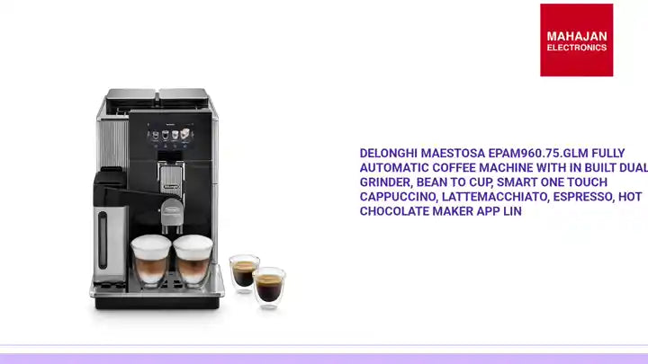 DeLonghi Maestosa EPAM960.75.GLM Fully Automatic Coffee Machine With In Built Dual Grinder, Bean To Cup, Smart One Touch Cappuccino, LatteMacchiato, Espresso, Hot Chocolate Maker App Lin by@Outfy