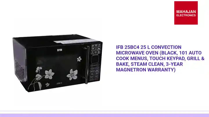 IFB 25BC4 25 L Convection Microwave Oven (Black, 101 Auto Cook Menus, Touch Keypad, Grill &amp; Bake, Steam Clean, 3-Year Magnetron Warranty) by@Outfy