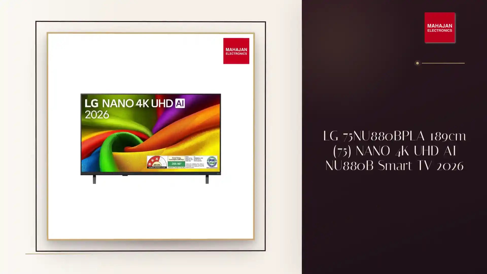 LG 75NU880BPLA 189cm (75) NANO 4K UHD AI NU880B Smart TV 2026 by@Outfy