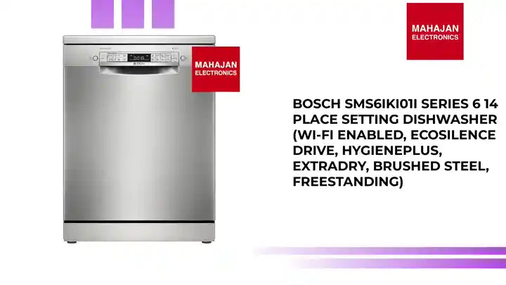 Bosch SMS6IKI01I Series 6 14 Place Setting Dishwasher (Wi-Fi Enabled, EcoSilence Drive, HygienePlus, ExtraDry, Brushed Steel, Freestanding) by@Outfy