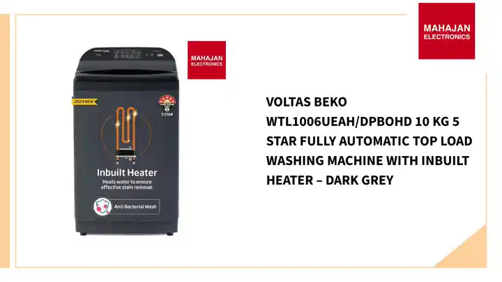 Voltas Beko WTL1006UEAH/DPBOHD 10 Kg 5 Star Fully Automatic Top Load Washing Machine with Inbuilt Heater &ndash; Dark Grey by@Outfy