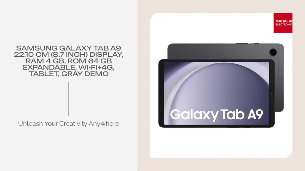 Samsung Galaxy Tab A9 22.10 cm (8.7 inch) Display, RAM 4 GB, ROM 64 GB Expandable, Wi-Fi+4G, Tablet, Gray Demo by@Outfy