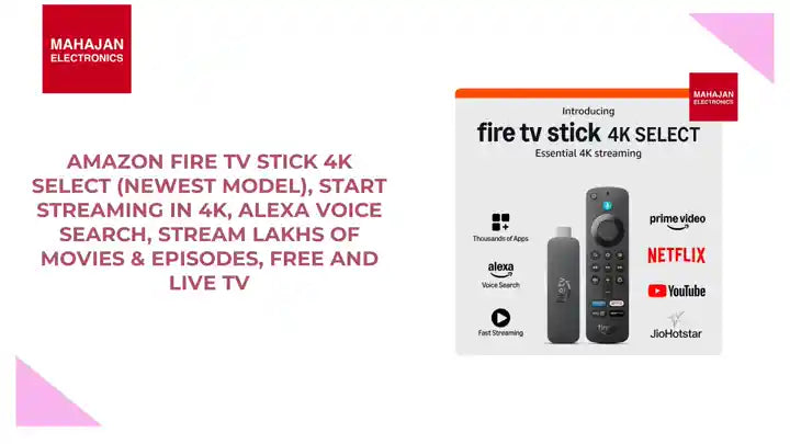 Amazon Fire TV Stick 4K Select (newest model), start streaming in 4K, Alexa voice search, stream lakhs of movies &amp; episodes, free and live TV by@Outfy