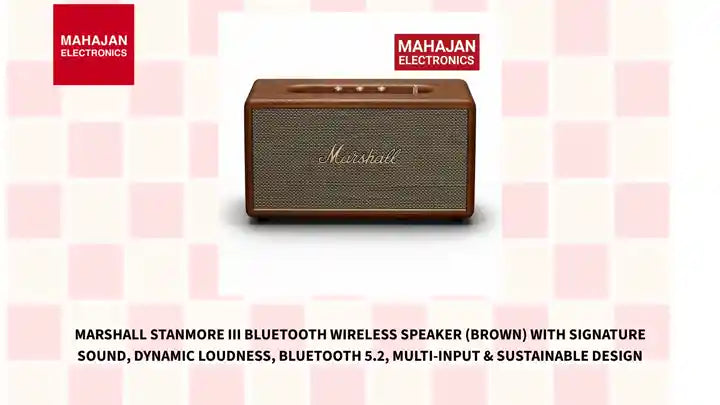 Marshall Stanmore III Bluetooth Wireless Speaker (Brown) with Signature Sound, Dynamic Loudness, Bluetooth 5.2, Multi-Input &amp; Sustainable Design by@Outfy