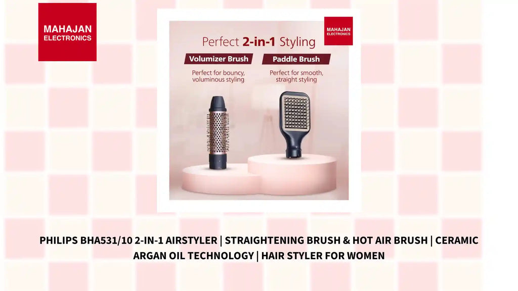 Philips BHA531/10 2-in-1 Airstyler | Straightening Brush & Hot Air Brush | Ceramic Argan Oil Technology | Hair Styler for Women by@Outfy