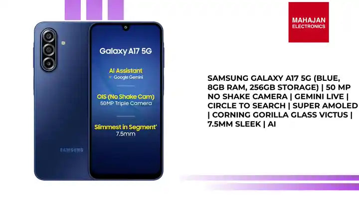 Samsung Galaxy A17 5G (Blue, 8GB RAM, 256GB Storage) | 50 MP No Shake Camera | Gemini Live | Circle to Search | Super AMOLED | Corning Gorilla Glass Victus | 7.5mm Sleek | AI by@Outfy