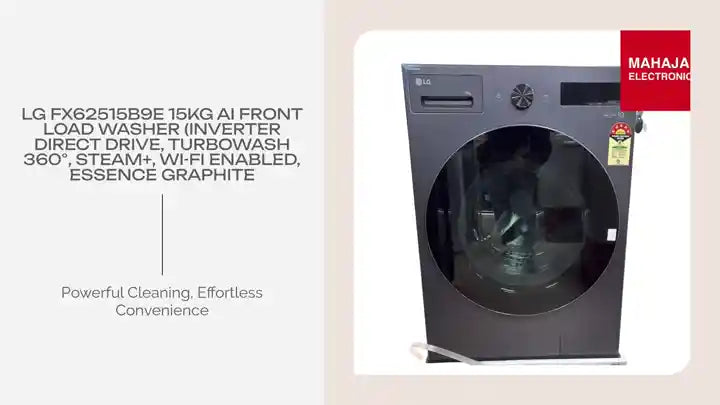 LG FX62515B9E 15Kg AI Front Load Washer (Inverter Direct Drive, TurboWash 360&deg;, Steam+, Wi-Fi Enabled, Essence Graphite by@Outfy