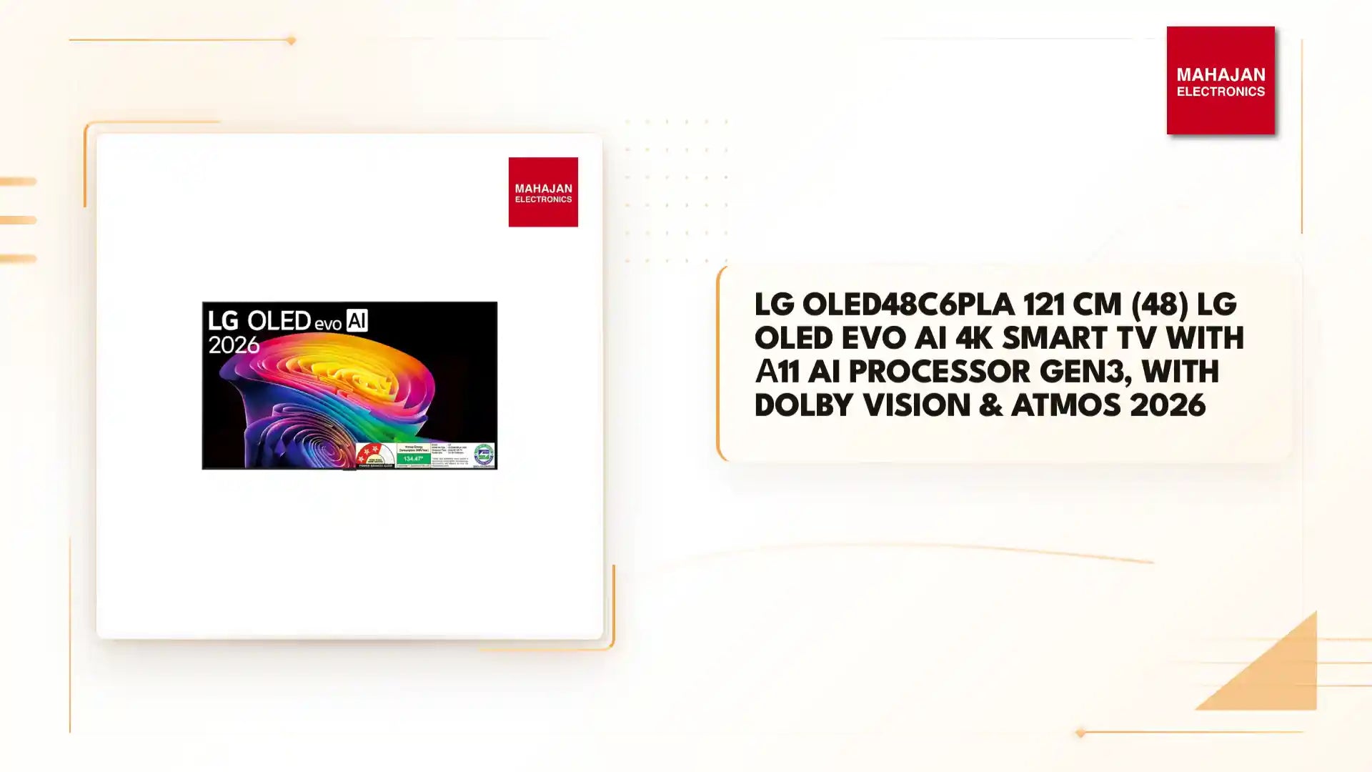 LG OLED48C6PLA 121 cm (48) LG OLED evo AI 4K Smart TV with &alpha;11 AI Processor Gen3, with Dolby Vision &amp; Atmos 2026 by@Outfy