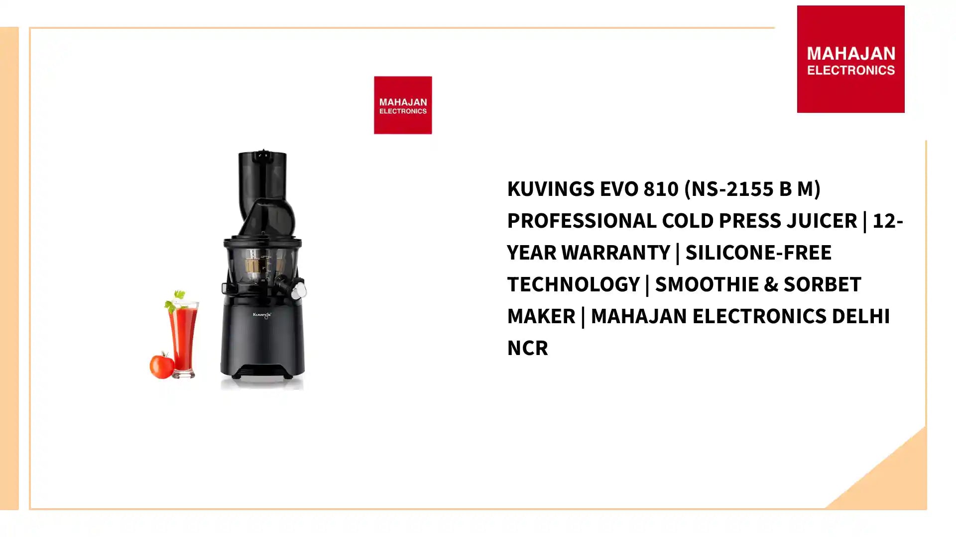 Kuvings EVO 810 (NS-2155 B M) Professional Cold Press Juicer | 12-Year Warranty | Silicone-Free Technology | Smoothie &amp; Sorbet Maker | Mahajan Electronics Delhi NCR by@Outfy