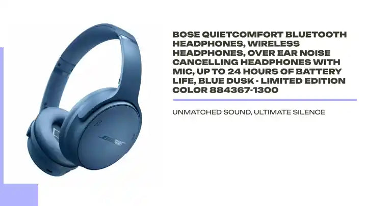 Bose QuietComfort Bluetooth Headphones, Wireless Headphones, Over Ear Noise Cancelling Headphones with Mic, Up to 24 Hours of Battery Life, Blue Dusk - Limited Edition Color 884367-1300 by@Outfy