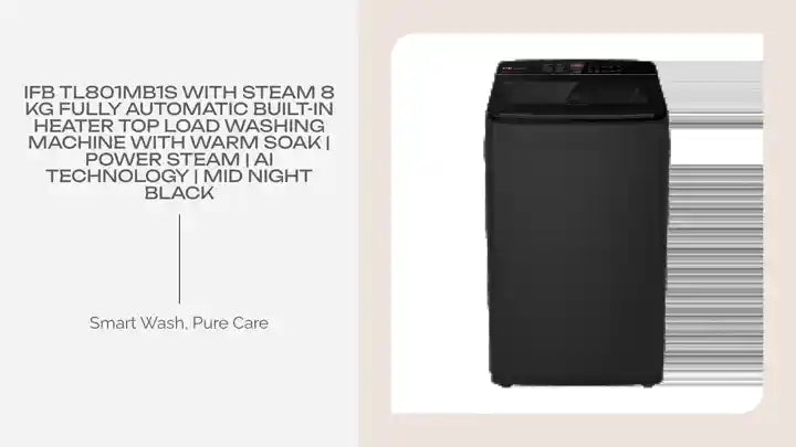 IFB TL801MB1S With Steam 8 Kg Fully Automatic Built-in Heater Top Load Washing Machine with Warm Soak | Power Steam | AI Technology | Mid Night Black by@Outfy