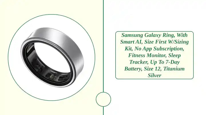 Samsung Galaxy Ring, with Smart AI, Size First W/Sizing Kit, No App Subscription, Fitness Monitor, Sleep Tracker, Up to 7-Day Battery, Size 12, Titanium Silver by@Outfy