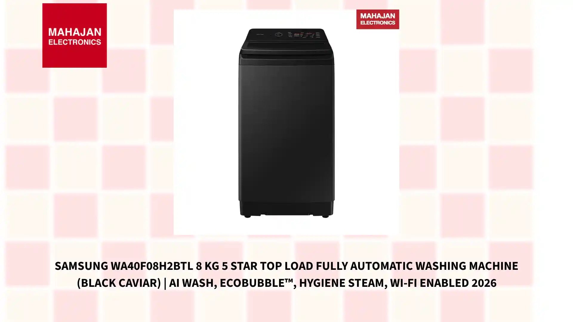 Samsung WA40F08H2BTL 8 Kg 5 Star Top Load Fully Automatic Washing Machine (Black Caviar) | AI Wash, EcoBubble&trade;, Hygiene Steam, Wi-Fi Enabled 2026 by@Outfy