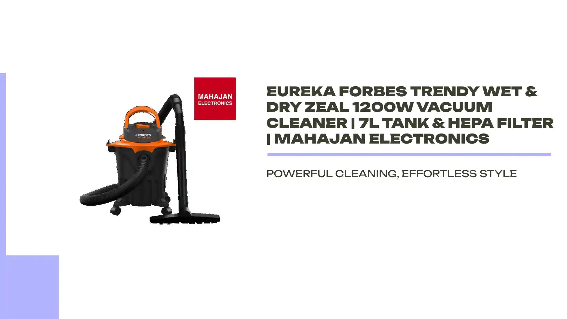 Eureka Forbes Trendy Wet &amp; Dry Zeal 1200W Vacuum Cleaner | 7L Tank &amp; HEPA Filter | Mahajan Electronics by@Outfy