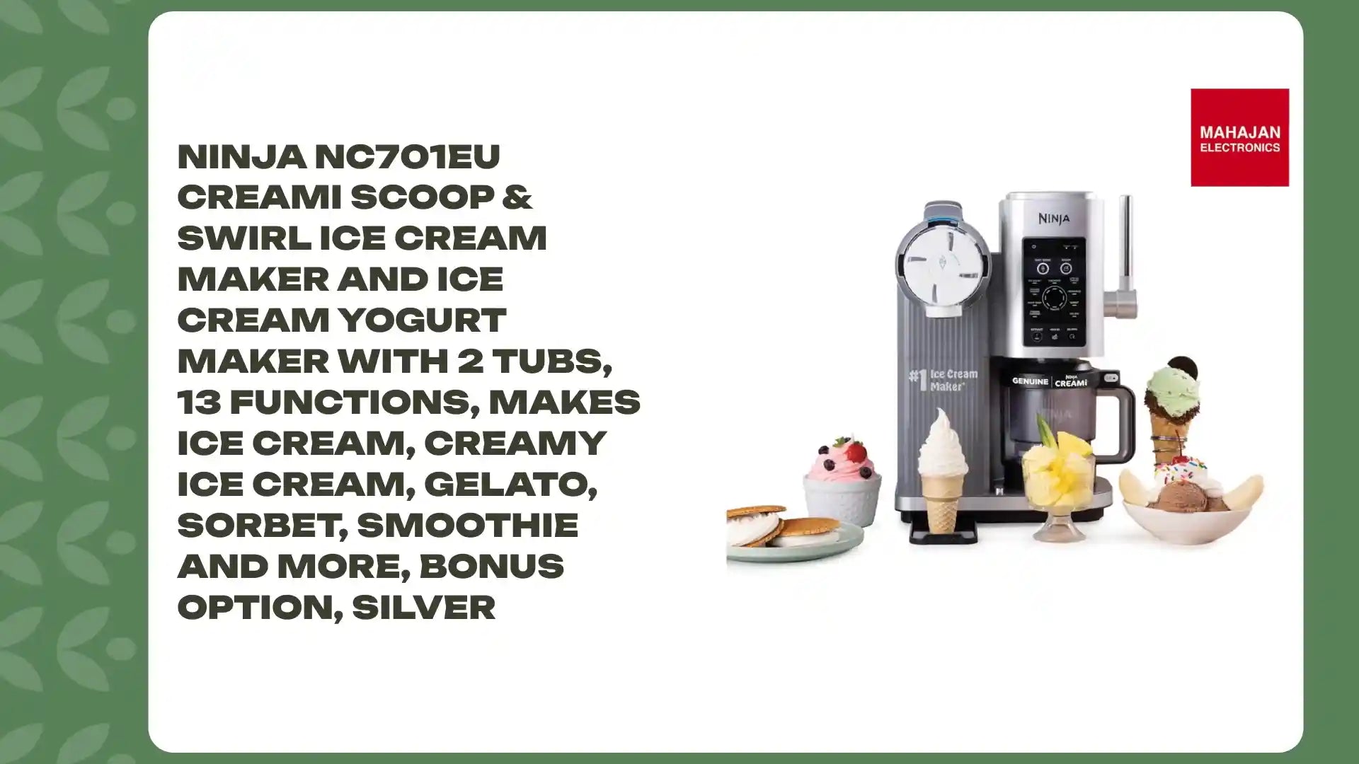 Ninja NC701EU CREAMi Scoop &amp; Swirl Ice Cream Maker and Ice Cream Yogurt Maker with 2 Tubs, 13 Functions, Makes Ice Cream, Creamy Ice Cream, Gelato, Sorbet, Smoothie and More, Bonus Option, Silver by@Outfy