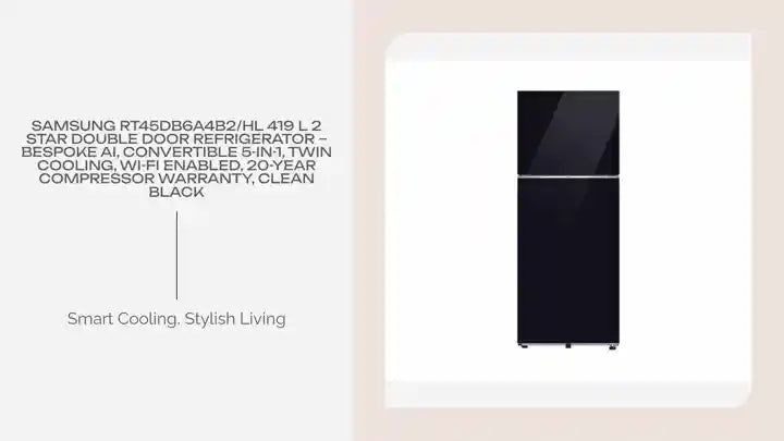 Samsung RT45DB6A4B2/HL 419 L 2 Star Double Door Refrigerator &ndash; BESPOKE AI, Convertible 5-in-1, Twin Cooling, Wi-Fi Enabled, 20-Year Compressor Warranty, Clean Black by@Outfy