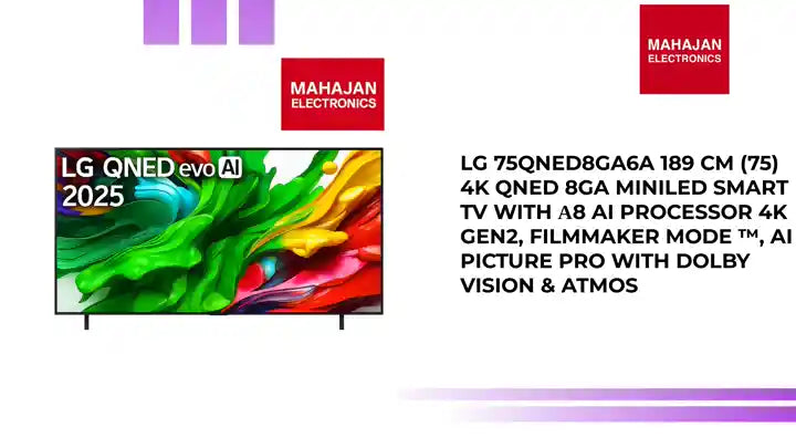 LG 75QNED8GA6A 189 cm (75) 4K QNED 8GA MiniLED Smart TV with &alpha;8 AI Processor 4K Gen2, FILMMAKER MODE &trade;, AI Picture Pro with Dolby Vision &amp; Atmos by@Outfy