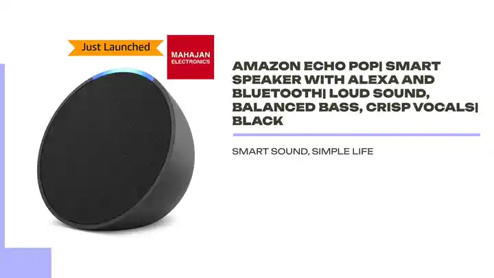 Amazon Echo Pop| Smart speaker with Alexa and Bluetooth| Loud sound, balanced bass, crisp vocals| Black by@Outfy