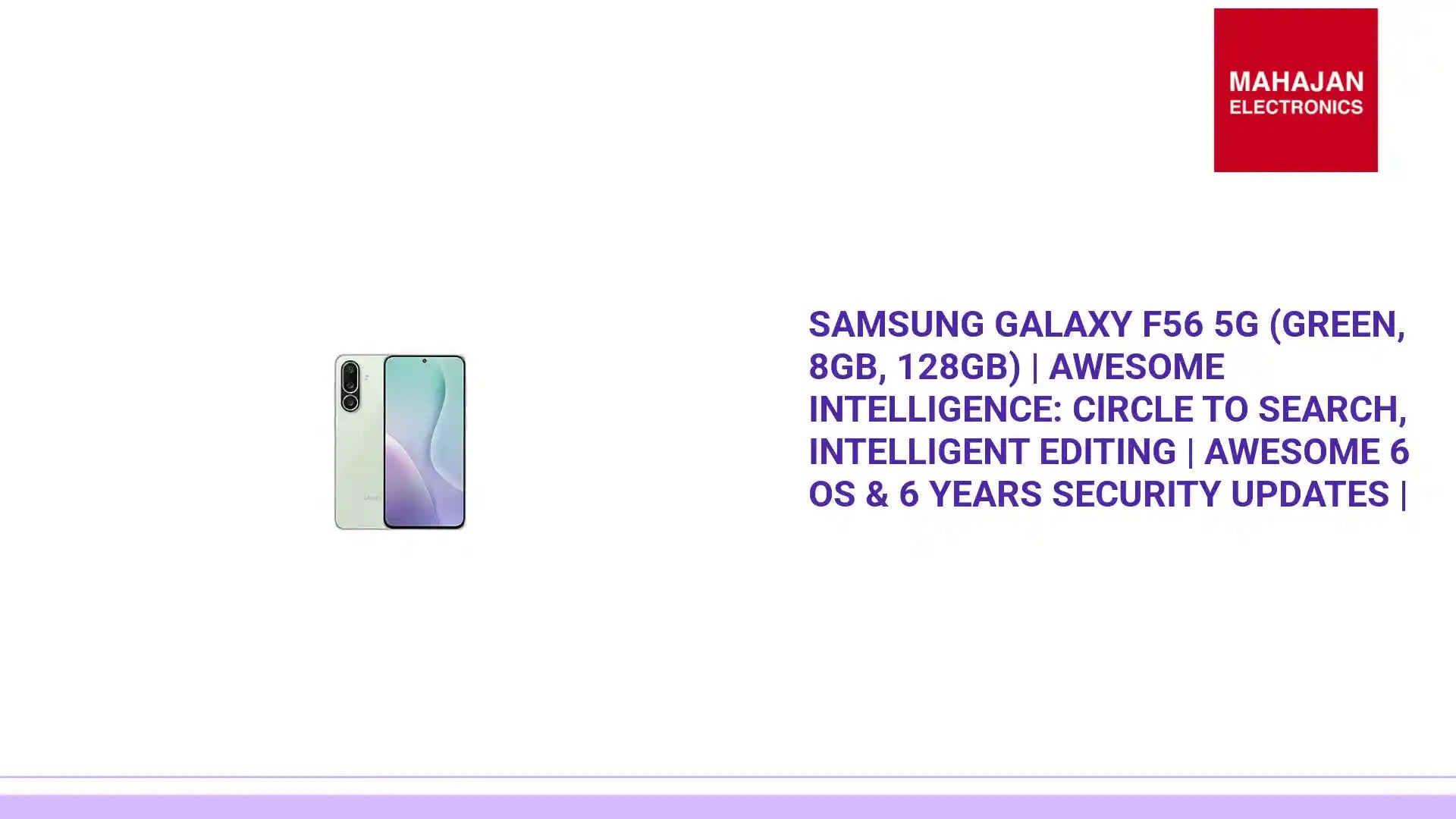 Samsung Galaxy F56 5G (Green, 8GB, 128GB) | Awesome Intelligence: Circle to Search, Intelligent Editing | Awesome 6 OS &amp; 6 Years Security Updates | by@Outfy