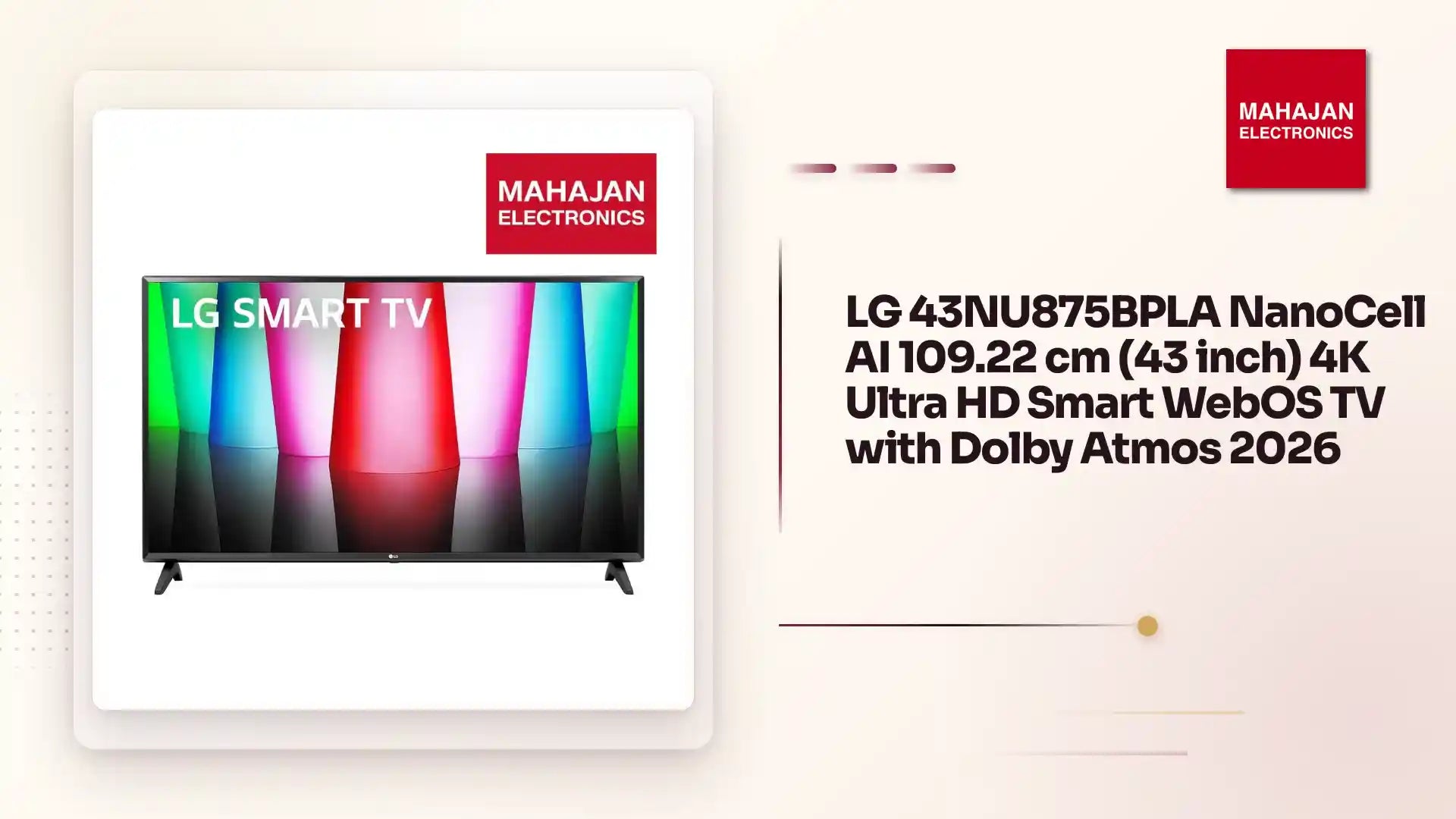 LG 43NU875BPLA NanoCell AI 109.22 cm (43 inch) 4K Ultra HD Smart WebOS TV with Dolby Atmos 2026 by@Outfy