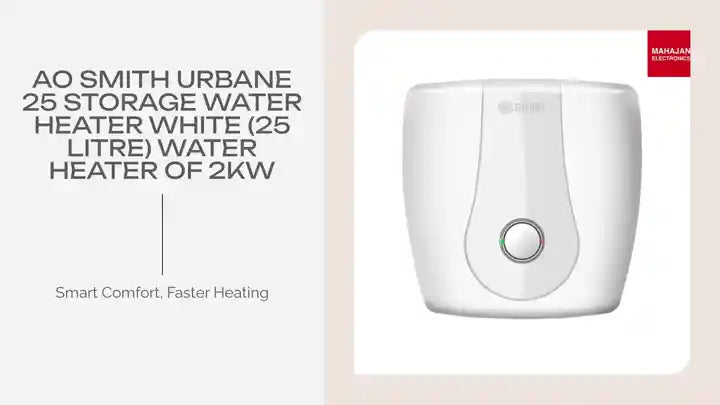 AO Smith Urbane 25 Storage Water Heater White (25 Litre) Water Heater of 2KW by@Outfy