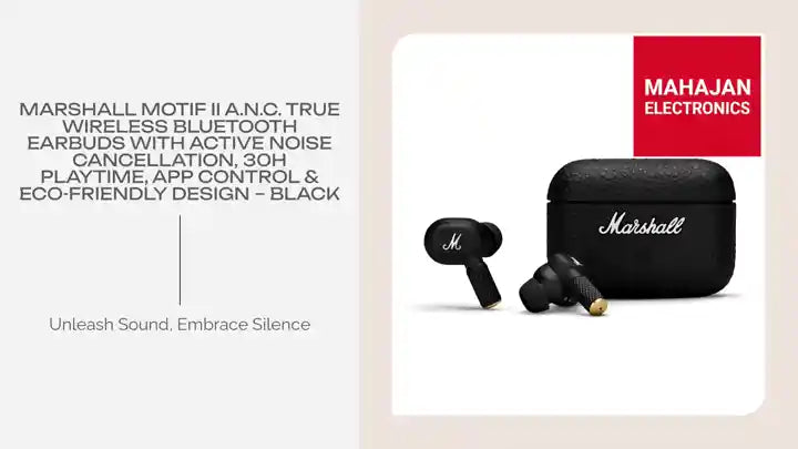 Marshall Motif II A.N.C. True Wireless Bluetooth Earbuds with Active Noise Cancellation, 30H Playtime, App Control &amp; Eco-Friendly Design &ndash; Black by@Outfy