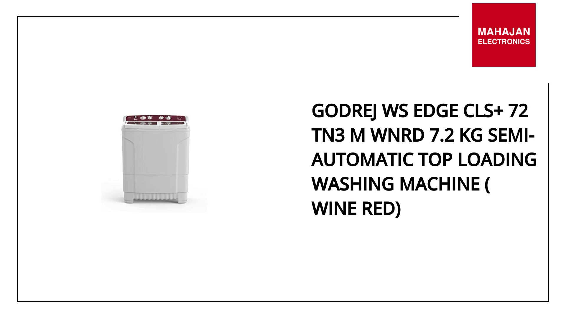 Godrej WS EDGE CLS+ 72 TN3 M WNRD 7.2 Kg Semi-Automatic Top Loading Washing Machine ( Wine Red) by@Outfy