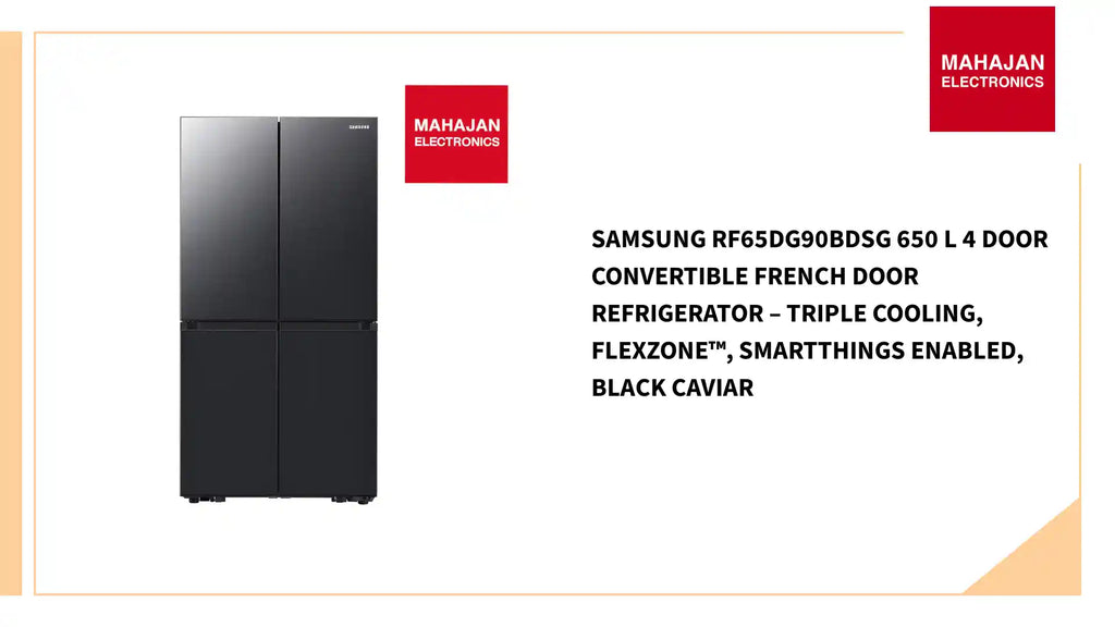 Samsung RF65DG90BDSG 650 L 4 Door Convertible French Door Refrigerator &ndash; Triple Cooling, FlexZone&trade;, SmartThings Enabled, Black Caviar by@Outfy