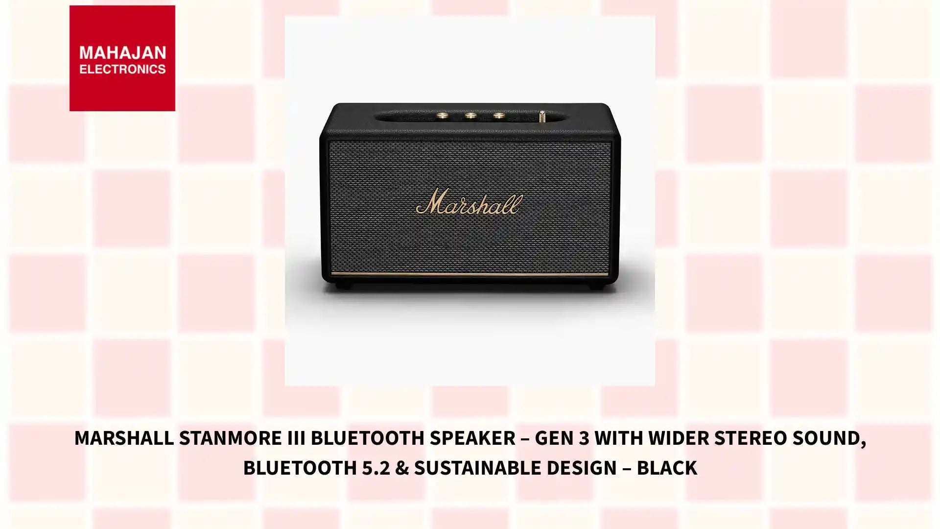 Marshall Stanmore III Bluetooth Speaker &ndash; Gen 3 with Wider Stereo Sound, Bluetooth 5.2 &amp; Sustainable Design &ndash; Black by@Outfy