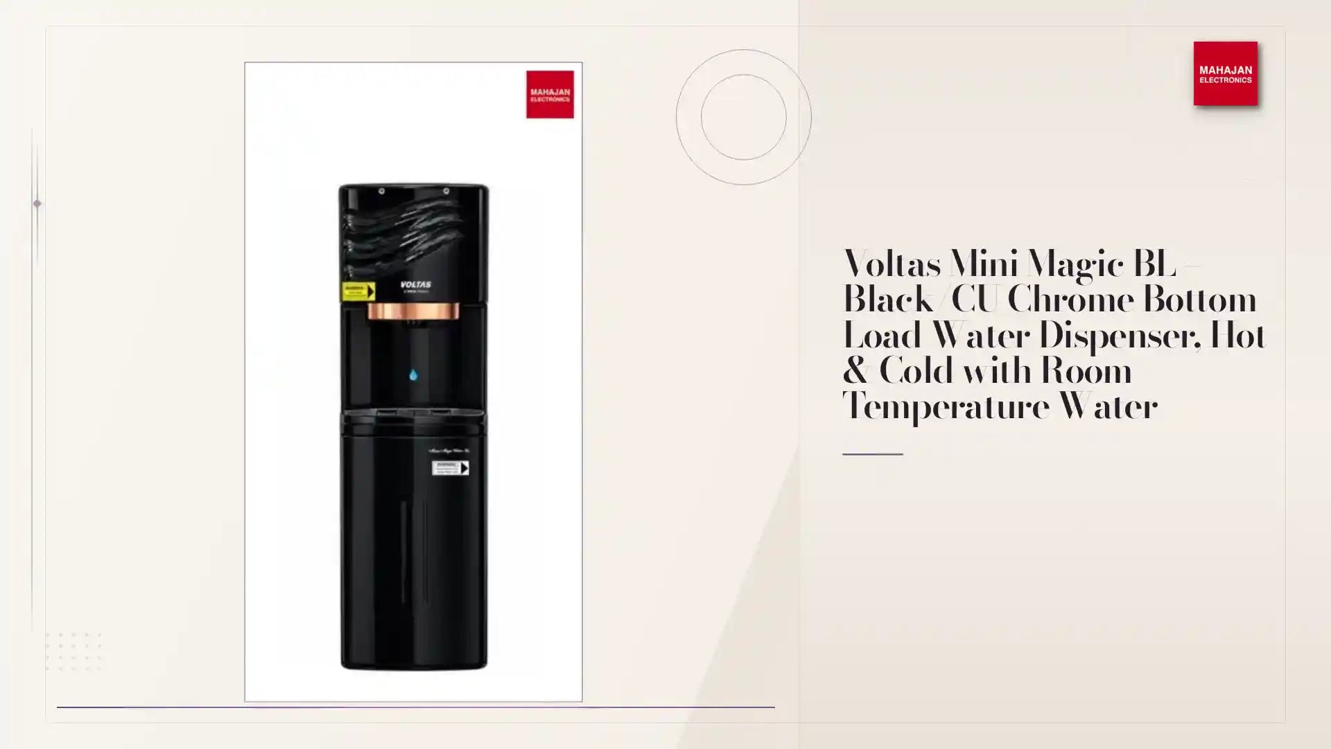 Voltas Mini Magic BL &ndash; Black/CU Chrome Bottom Load Water Dispenser, Hot &amp; Cold with Room Temperature Water by@Outfy