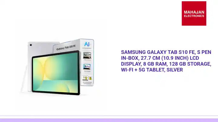 Samsung Galaxy Tab S10 FE, S Pen in-Box, 27.7 cm (10.9 inch) LCD Display, 8 GB RAM, 128 GB Storage, Wi-Fi + 5G Tablet, Silver by@Outfy