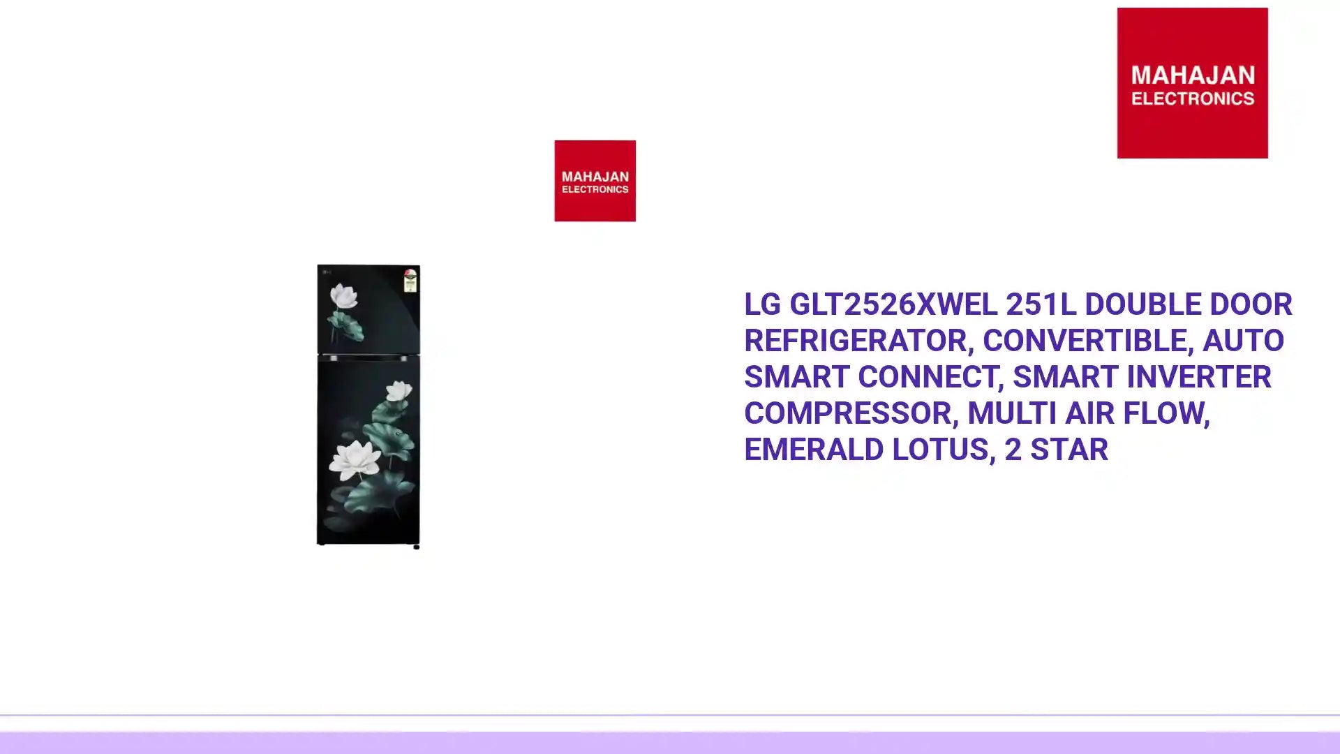 LG GLT2526XWEL 251L Double Door Refrigerator, Convertible, Auto Smart Connect, Smart Inverter Compressor, Multi Air Flow, Emerald Lotus, 2 Star by@Outfy