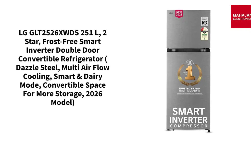 LG GLT2526XWDS 251 L, 2 Star, Frost-Free Smart Inverter Double Door Convertible Refrigerator ( Dazzle Steel, Multi Air Flow Cooling, Smart & Dairy Mode, Convertible Space for More Storage, 2026 Model) by@Outfy