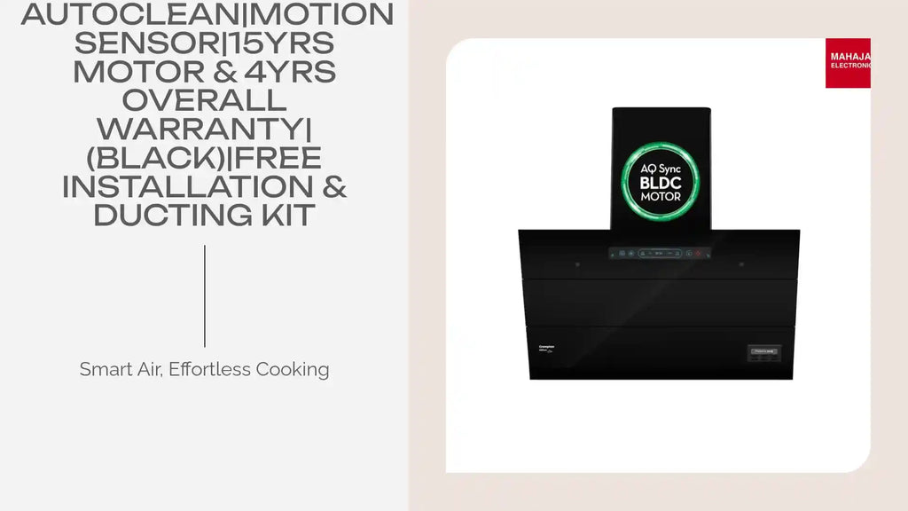 Crompton CHD-AQI75FLE-IND AQNova BLDC 1800m3/hr 75 cm Slant Chimney|AirIQ technology|Adaptive suction| Intelligent Autoclean|Motion Sensor|15Yrs Motor & 4Yrs Overall Warranty|(Black)|Free Installation & Ducting kit by@Outfy