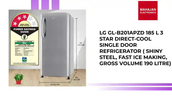 LG GL-B201APZD 185 L 3 Star Direct-Cool Single Door Refrigerator ( Shiny Steel, Fast Ice Making, Gross Volume 190 Litre) by@Outfy