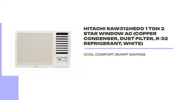 Hitachi RAW312HEDO 1 Ton 2 Star Window AC (Copper Condenser, Dust Filter, R-32 Refrigerant, White) by@Outfy
