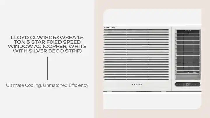 Lloyd GLW18C5XWSEA 1.5 Ton 5 Star Fixed Speed Window AC (Copper, White with Silver Deco Strip) by@Outfy