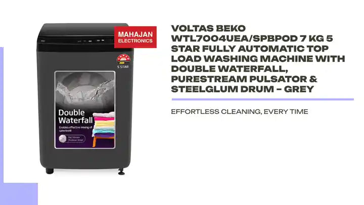 Voltas Beko WTL7004UEA/SPBPOD 7 Kg 5 Star Fully Automatic Top Load Washing Machine with Double Waterfall, Purestream Pulsator &amp; SteelGlum Drum &ndash; Grey by@Outfy
