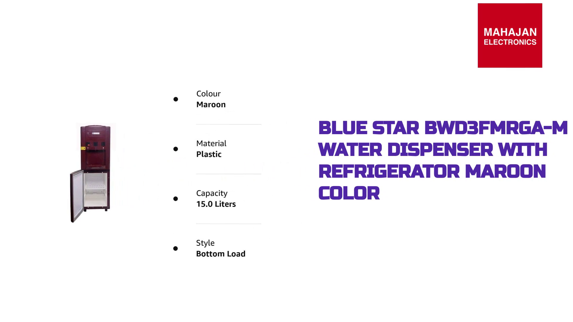 Blue Star &lrm;BWD3FMRGA-M Water Dispenser with Refrigerator MAROON Color by@Outfy