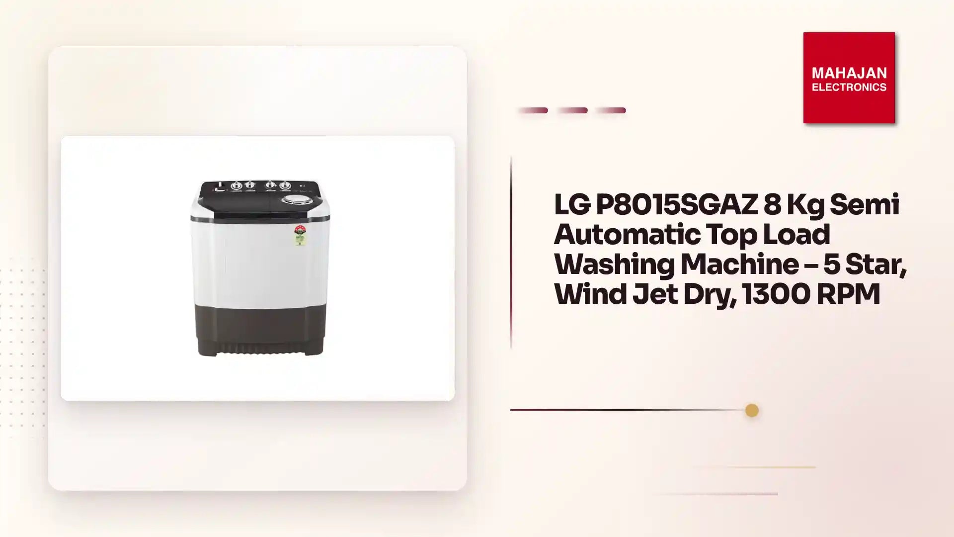 LG P8015SGAZ 8 Kg Semi Automatic Top Load Washing Machine &ndash; 5 Star, Wind Jet Dry, 1300 RPM by@Outfy