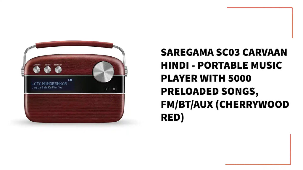 Saregama SC03 Carvaan Hindi - Portable Music Player with 5000 Preloaded Songs, FM/BT/AUX (Cherrywood Red) by@Outfy