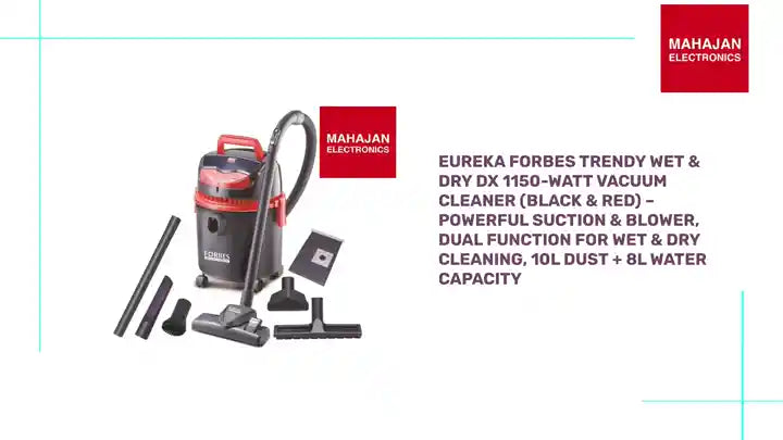 Eureka Forbes Trendy Wet &amp; Dry DX 1150-Watt Vacuum Cleaner (Black &amp; Red) &ndash; Powerful Suction &amp; Blower, Dual Function for Wet &amp; Dry Cleaning, 10L Dust + 8L Water Capacity by@Outfy