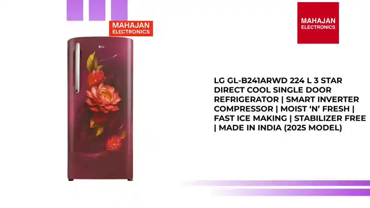 LG GL-B241ARWD 224 L 3 Star Direct Cool Single Door Refrigerator | Smart Inverter Compressor | Moist &lsquo;N&rsquo; Fresh | Fast Ice Making | Stabilizer Free | Made in India (2025 Model) by@Outfy
